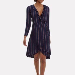 NWT Rails Priya midi Wrap Dress Navy blue Oxblood Stripe